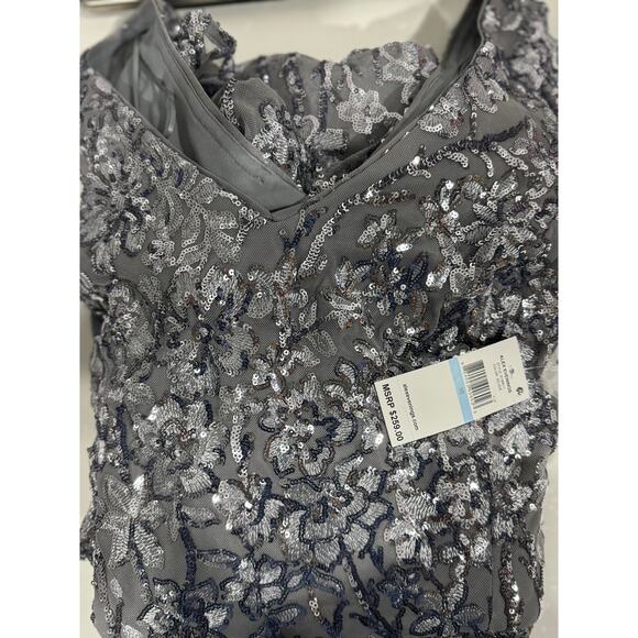 Alex Evenings Women's Long Mother of The Bride Sequin Dress with Cold Shoulder - Picture 4 of 6